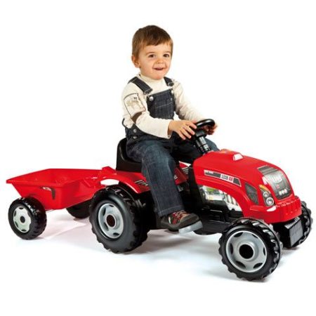 Smoby Bull traktor utánfutóval piros színben